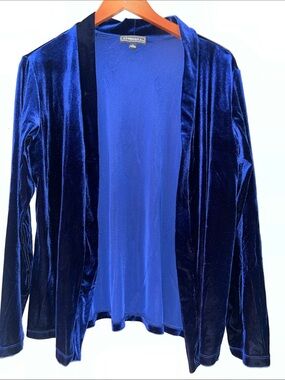 Elementz Women's Velvet Open Cardigan - Blue